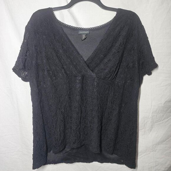 Vintage y2k lace gothic v neck plus size top - Picture 1 of 3